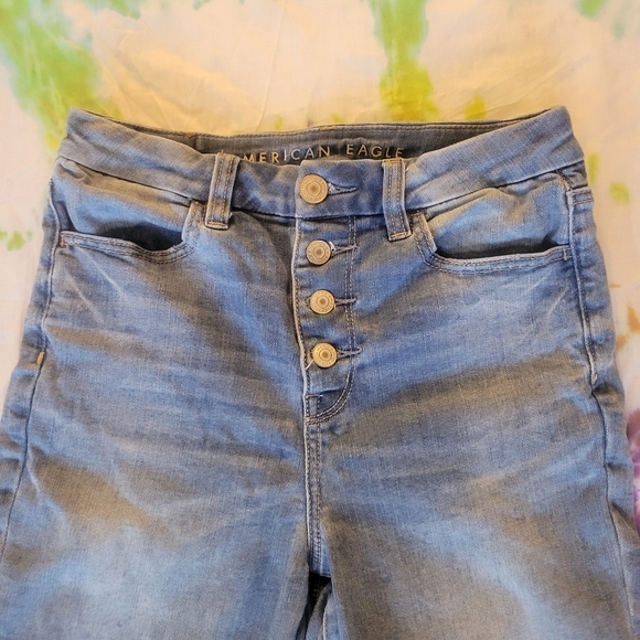 American Eagle Curvy Button fly Split Hem Skinny Jeans - Picture 2 of 7